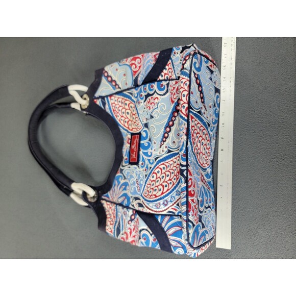 Vera Bradley Tote Bag Womens Medium Blue Red Paisley Canvas Shoulder Purse - Picture 3 of 14
